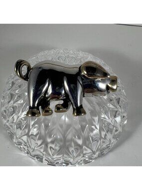 Vintage Silver-Tone & Gold-Tone Pig Brooch With Detailed Design